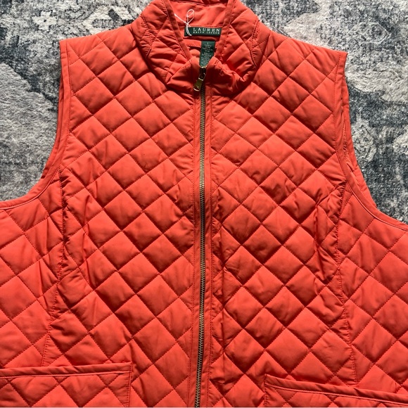 Women’s Ralph Lauren Quilted Vest Large Orange - Picture 2 of 9